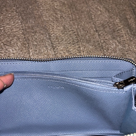 Authentic COACH Pebbled Leather Long Zip Around Wallet Slate Blue Gray EUC - Picture 6 of 9
